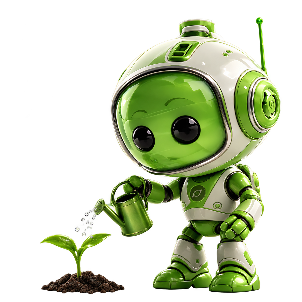 OrderHub-maskoten vattnar en planta